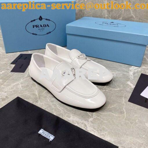 Replica Prada Patent Leather Loafers 1D262M White 2