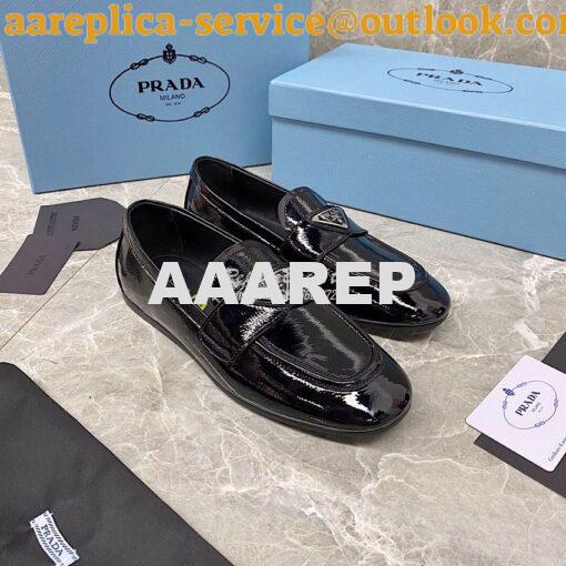 Replica Prada Patent Leather Loafers 1D262M Black