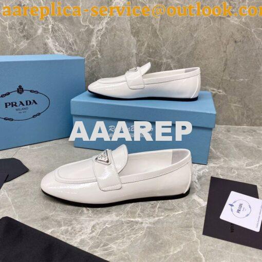 Replica Prada Patent Leather Loafers 1D262M White 4