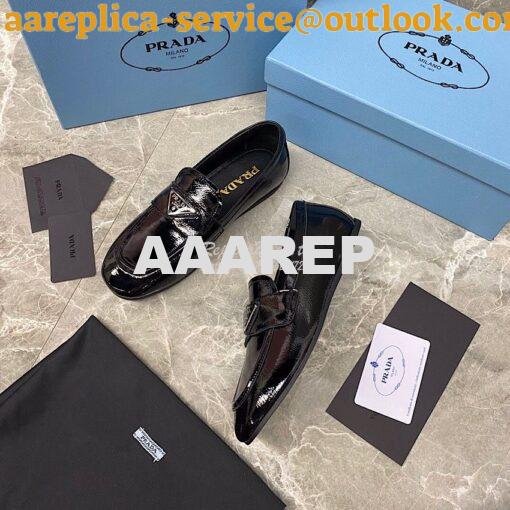 Replica Prada Patent Leather Loafers 1D262M Black 5