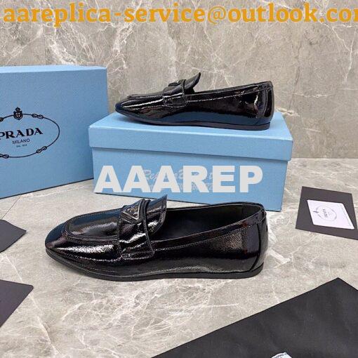 Replica Prada Patent Leather Loafers 1D262M Black 6
