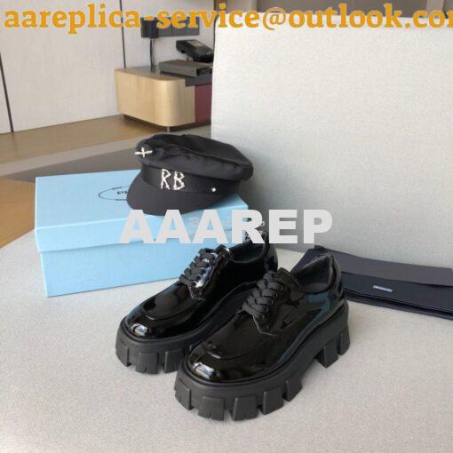 Replica Prada Monolith Patent Leather Laced Shoes 1E708L