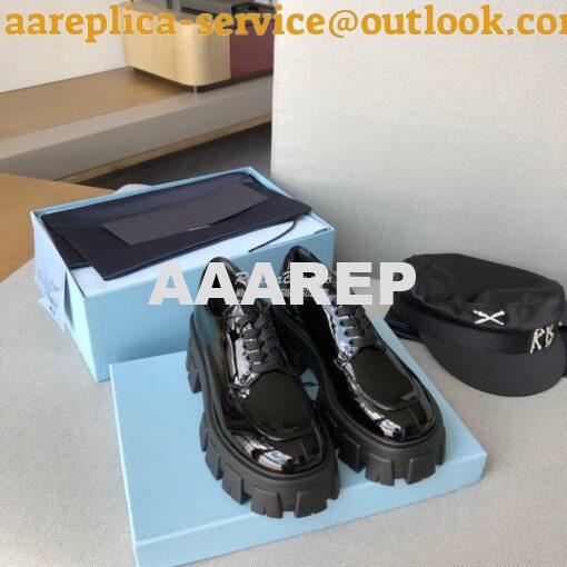 Replica Prada Monolith Patent Leather Laced Shoes 1E708L 2