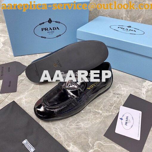 Replica Prada Patent Leather Loafers 1D262M Black 8