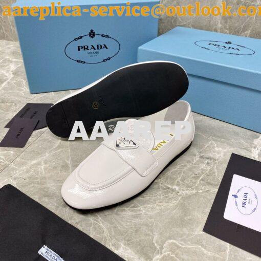 Replica Prada Patent Leather Loafers 1D262M White 8
