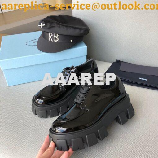 Replica Prada Monolith Patent Leather Laced Shoes 1E708L 3