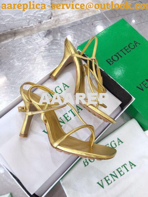 Replica Bottega Veneta BV By Line Stretch Sandals 630178 Metallic Gold 6