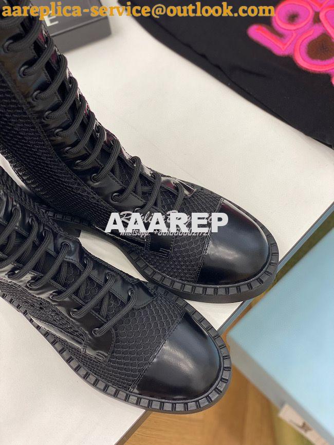 Replica Prada Brushed leather and mesh boots 1W907M Black 7 Replica Prada Brushed leather and mesh boots 1W907M Black 7