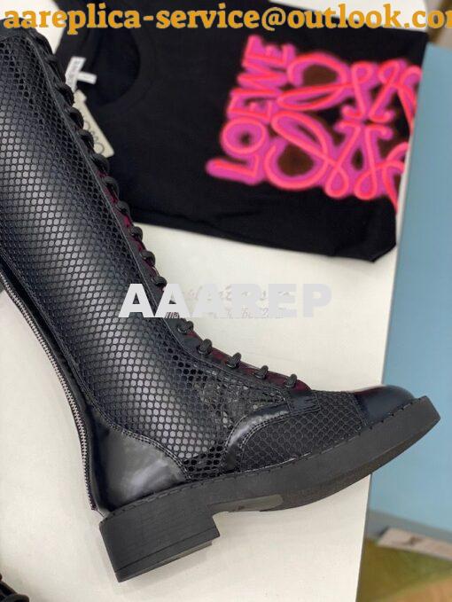 Replica Prada Brushed leather and mesh boots 1W907M Black 9