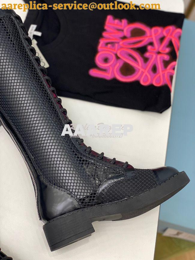 Replica Prada Brushed leather and mesh boots 1W907M Black 9 Replica Prada Brushed leather and mesh boots 1W907M Black 9