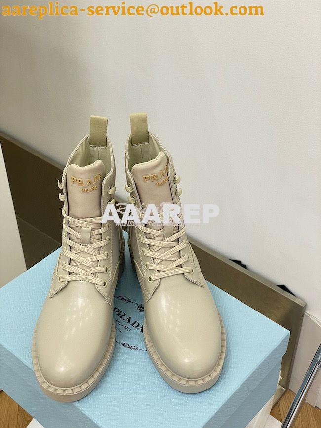 Replica Prada Brushed Leather And Nylon Boots 2UE011 Beige 4 Replica Prada Brushed Leather And Nylon Boots 2UE011 Beige 4
