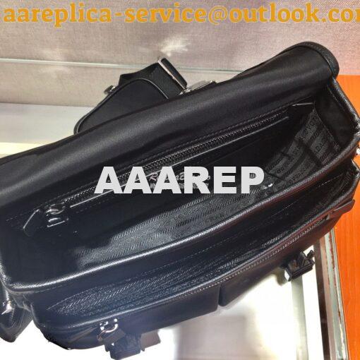 Replica Prada Nylon and Saffiano Leather Shoulder Bag 2VD769 Black 9