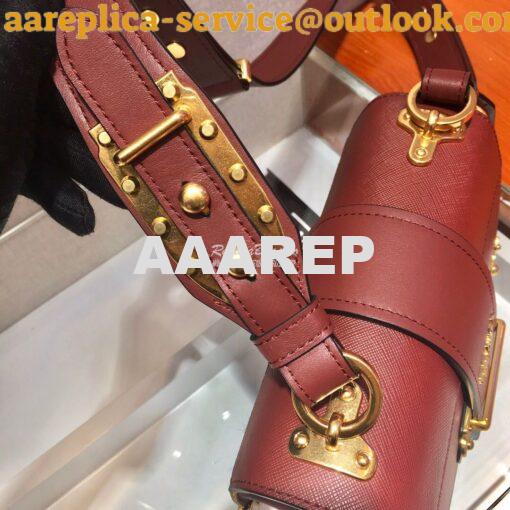 Replica Prada Cahier Leather Bag 1BD045 Tone Claret Red 6