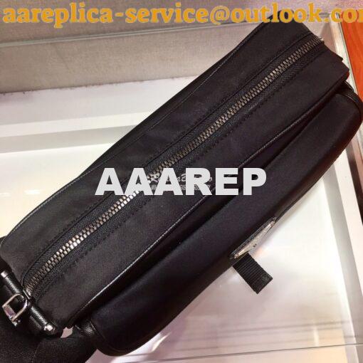 Replica Prada Nylon and Saffiano Leather Shoulder Bag 2VH074 Black 8