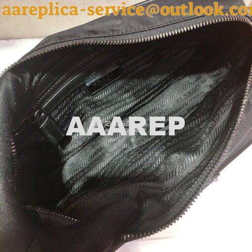 Replica Prada Nylon and Saffiano Leather Shoulder Bag 2VH074 Black 9