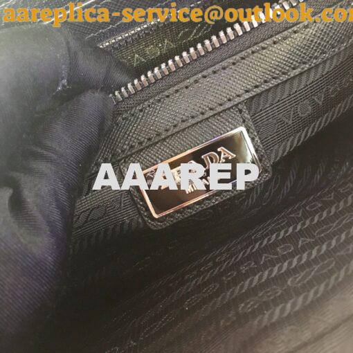 Replica Prada Nylon and Saffiano Leather Shoulder Bag 2VH074 Black 10