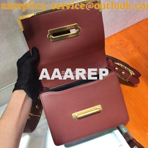 Replica Prada Cahier Leather Bag 1BD045 Tone Claret Red 9
