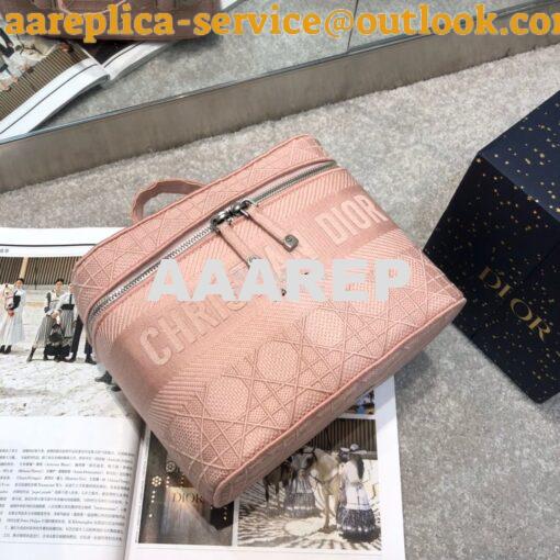 Replica Dior Travel Vanity Bag Pink Cannage Embroidery S5417 2