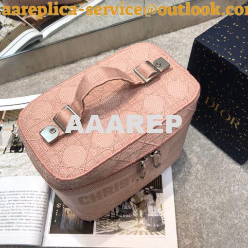 Replica Dior Travel Vanity Bag Pink Cannage Embroidery S5417 3