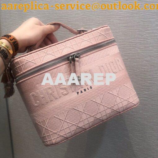 Replica Dior Travel Vanity Bag Pink Cannage Embroidery S5417 4