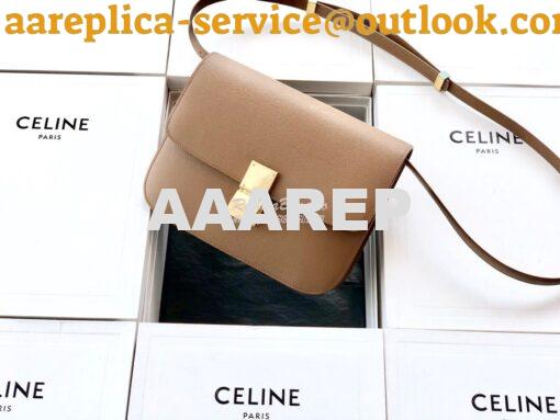 Replica Celine Classic Box Bag in Calfskin with Cork Effect Beige
