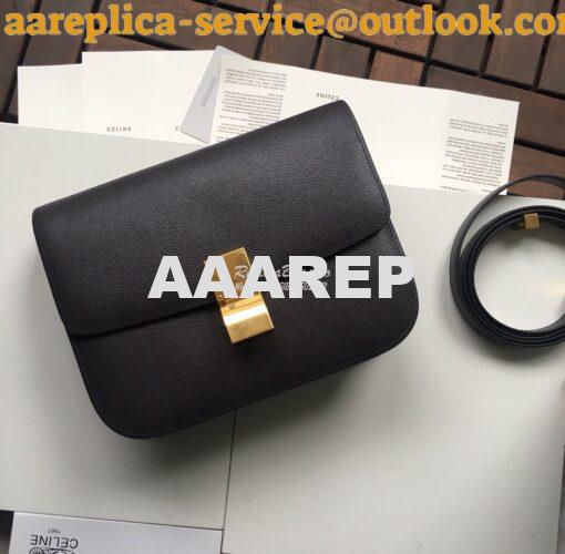 Replica Celine Classic Box Bag in Calfskin with Cork Effect Black