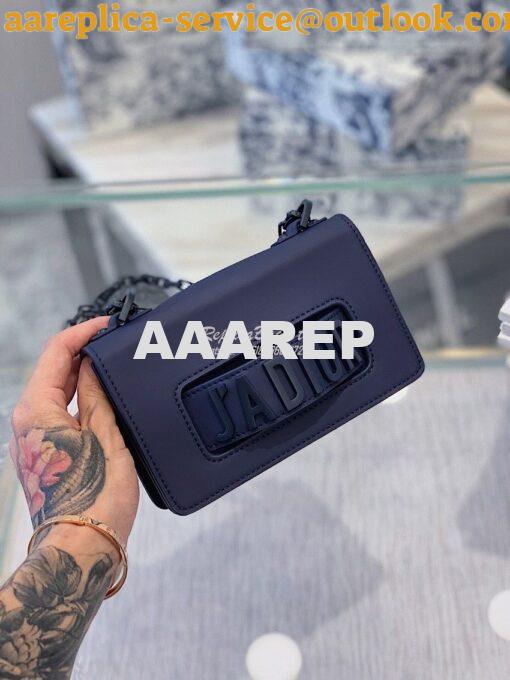 Replica Dior Mini J'adior Flap Bag In Ultra Matte Blue Calfskin 4