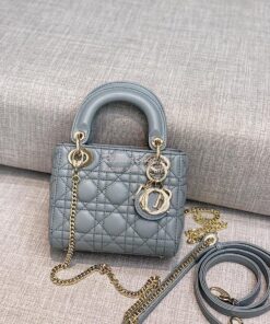 Replica Christian Dior Lady Dior Quilted in Lambskin Leather Bag Stone 2