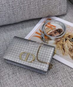 Replica Dior 30 Montaigne 2-in-1 Pouch in Metallic Silver Microcannage 2