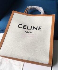 Replica Celine Vertical Cabas Bag In Canvas With Print And Calfskin 19 2