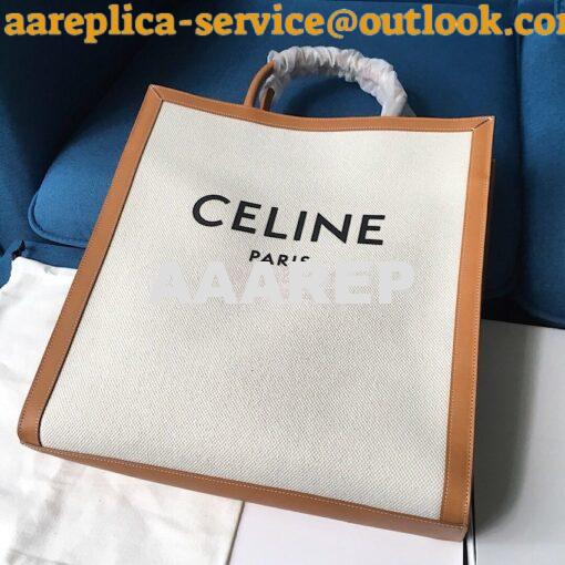Replica Celine Vertical Cabas Bag In Canvas With Print And Calfskin 19 2