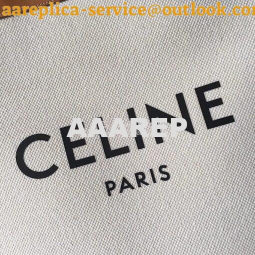 Replica Celine Vertical Cabas Bag In Canvas With Print And Calfskin 19 5