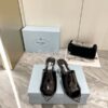Replica Prada Chocolate High-heeled Brushed Leather Loafers 1D246M 19