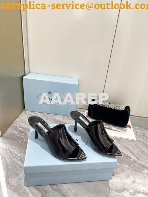 Replica Prada Brushed Leather High-Heel Slides 1XX638 3