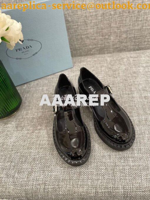 Replica Prada Patent-leather Mary Jane T-strap Shoes 1E834M