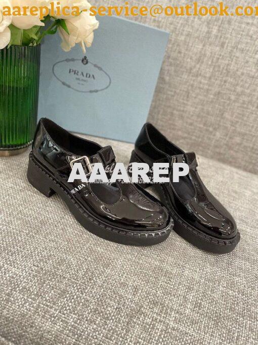 Replica Prada Patent-leather Mary Jane T-strap Shoes 1E834M 2
