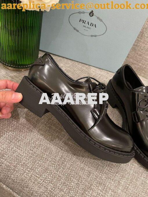 Replica Prada Brushed-leather Derby Shoes 1E877M 3