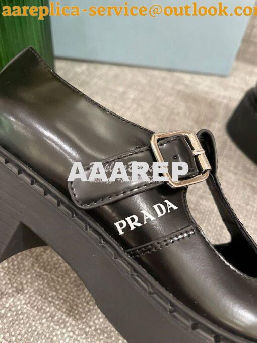 Replica Prada Brushed-leather Mary Jane T-strap Shoes 1E834M 4