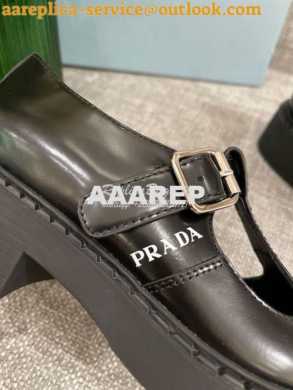 Replica Prada Brushed-leather Mary Jane T-strap Shoes 1E834M 4 Replica Prada Brushed-leather Mary Jane T-strap Shoes 1E834M 4