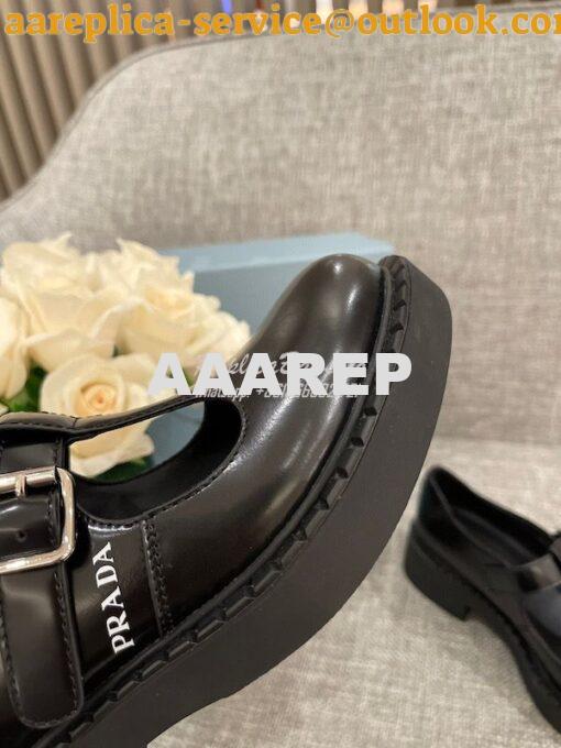 Replica Prada Brushed-leather Mary Jane T-strap Shoes 1E834M 6