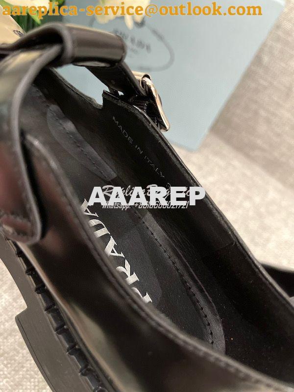 Replica Prada Brushed-leather Mary Jane T-strap Shoes 1E834M 7 Replica Prada Brushed-leather Mary Jane T-strap Shoes 1E834M 7