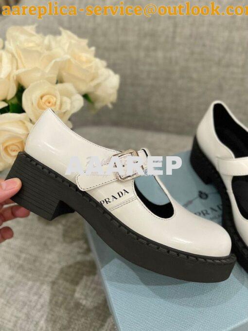 Replica Prada Brushed-leather Mary Jane T-strap Shoes 1E834M 10