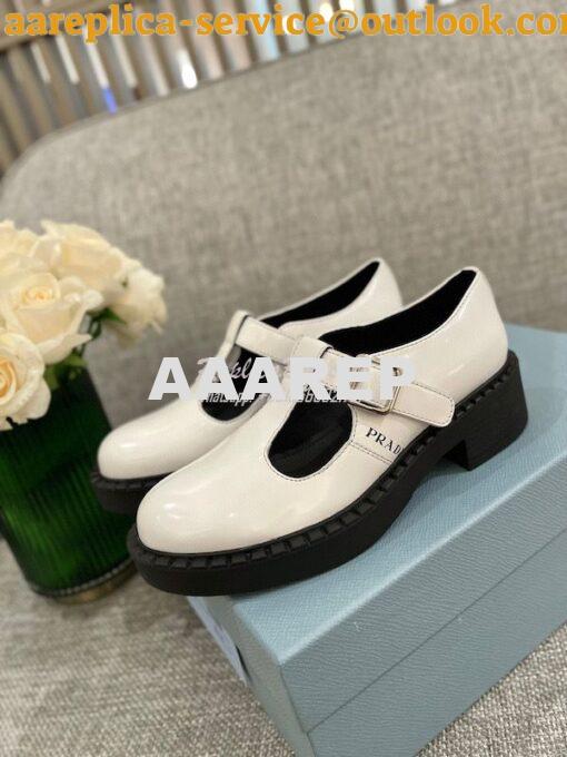 Replica Prada Brushed-leather Mary Jane T-strap Shoes 1E834M 11