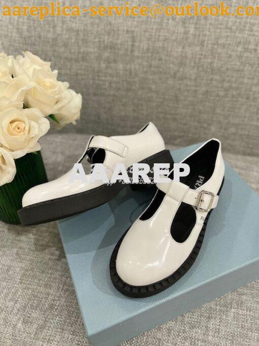 Replica Prada Brushed-leather Mary Jane T-strap Shoes 1E834M 12