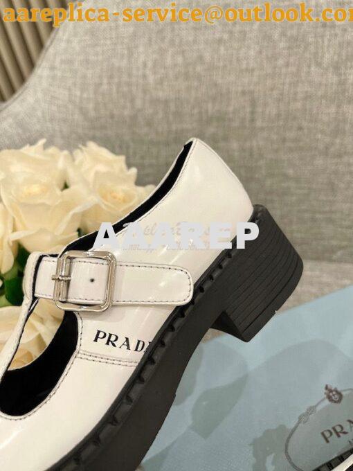 Replica Prada Brushed-leather Mary Jane T-strap Shoes 1E834M 13