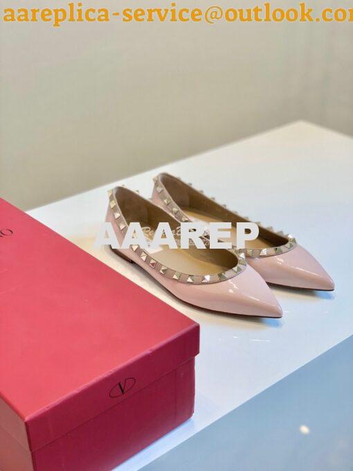Replica Valentino Garavani Patent Rockstud Ballet Flat Pink