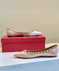 Replica Valentino Garavani Patent Rockstud Ballet Flat Pink 2
