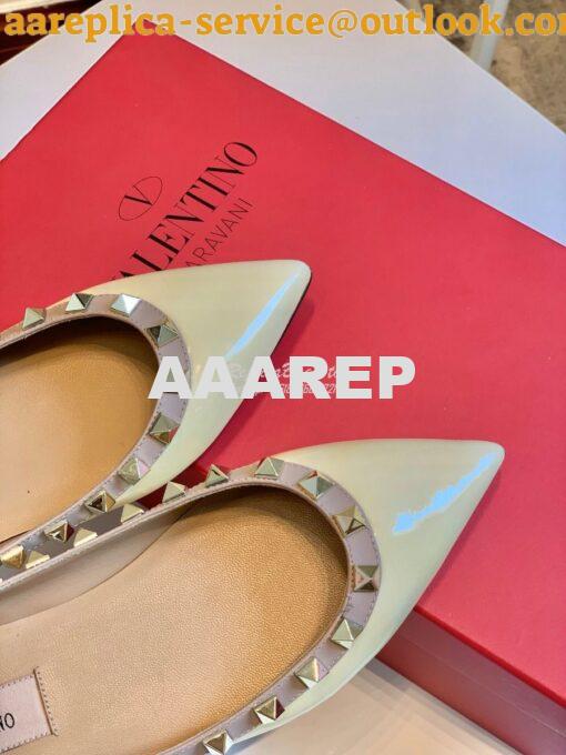 Replica Valentino Garavani Patent Rockstud Ballet Flat Ivory 5