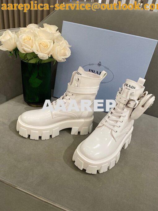 Replica Prada Brushed Rois Leather And Nylon Boots 1T255M White 2