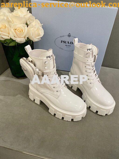Replica Prada Brushed Rois Leather And Nylon Boots 1T255M White 3